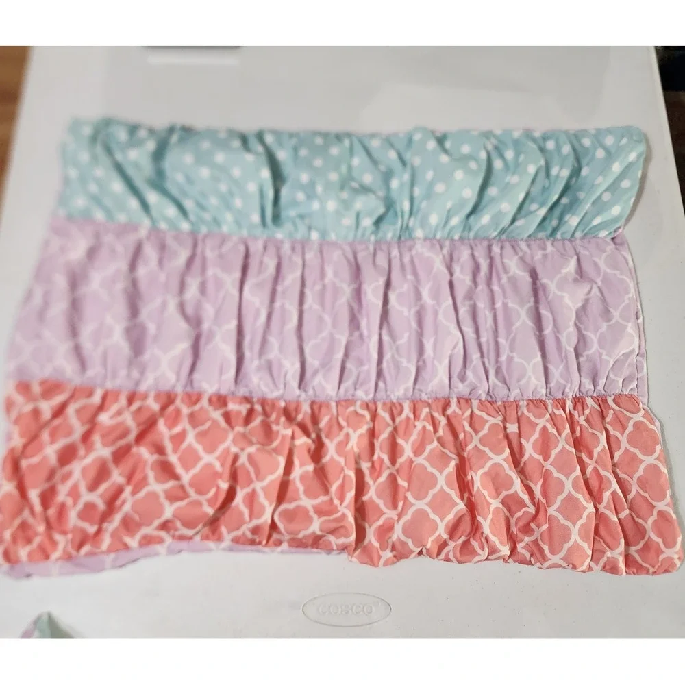 Pastel Ruffled pillow shams Polka Dot Quatrefoil Tiered colorful cute girl decor